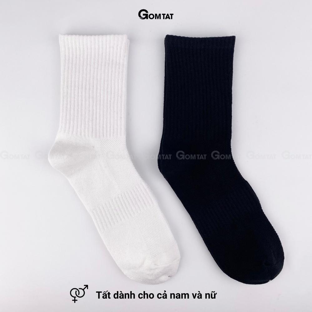 Tất vớ cổ cao nam nữ trơn màu, chất liệu cotton cao cấp, hút ẩm thoáng khí, mềm mại êm chân - GOM-KLB-TRONCAO