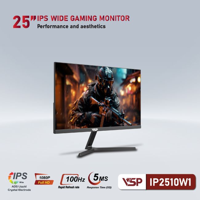 Màn hình máy tính 25inch VSP IP2510W1 (24.5&quot; IPS FHD 100Hz, HDMI+VGA) - Hàng chính hãng VSP phân phối