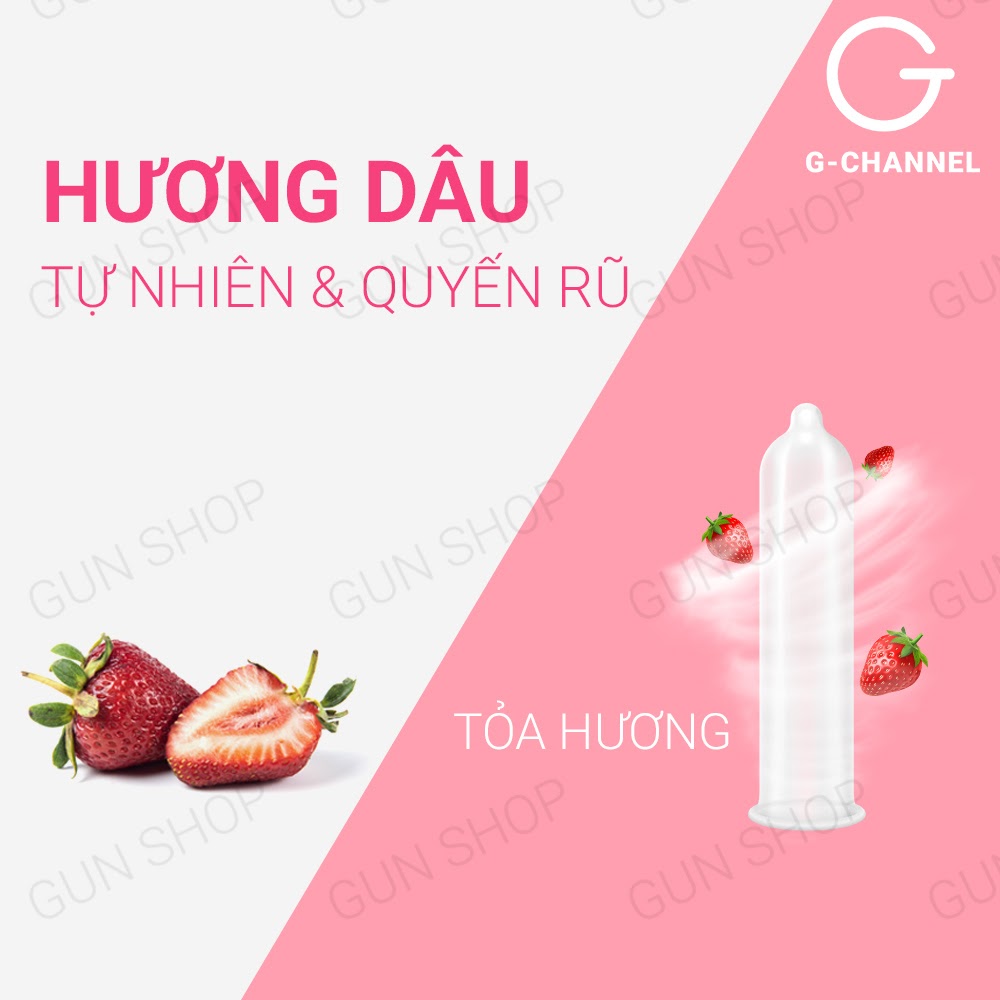 [Hộp 4 cái] Bao cao su Nakanishi - Siêu mỏng 0.03mm - Hương dâu kèm 1 chiếc BCS Gun Super Thin