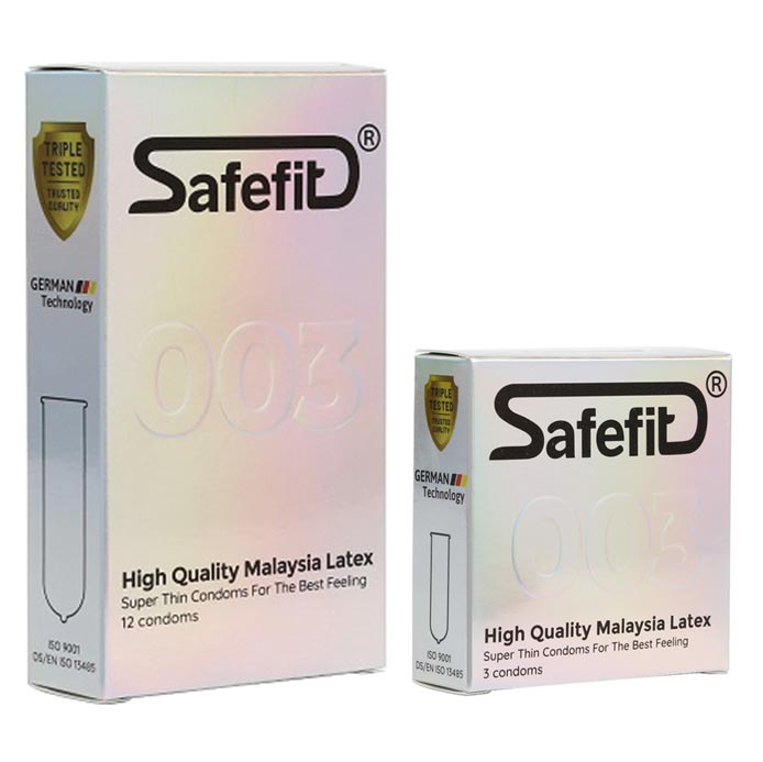 Bao Cao Su SafeFit Siêu Mỏng 003 (hộp 12) + Tặng Bao Cao Su SafeFit Siêu Mỏng 003 (hộp 3)