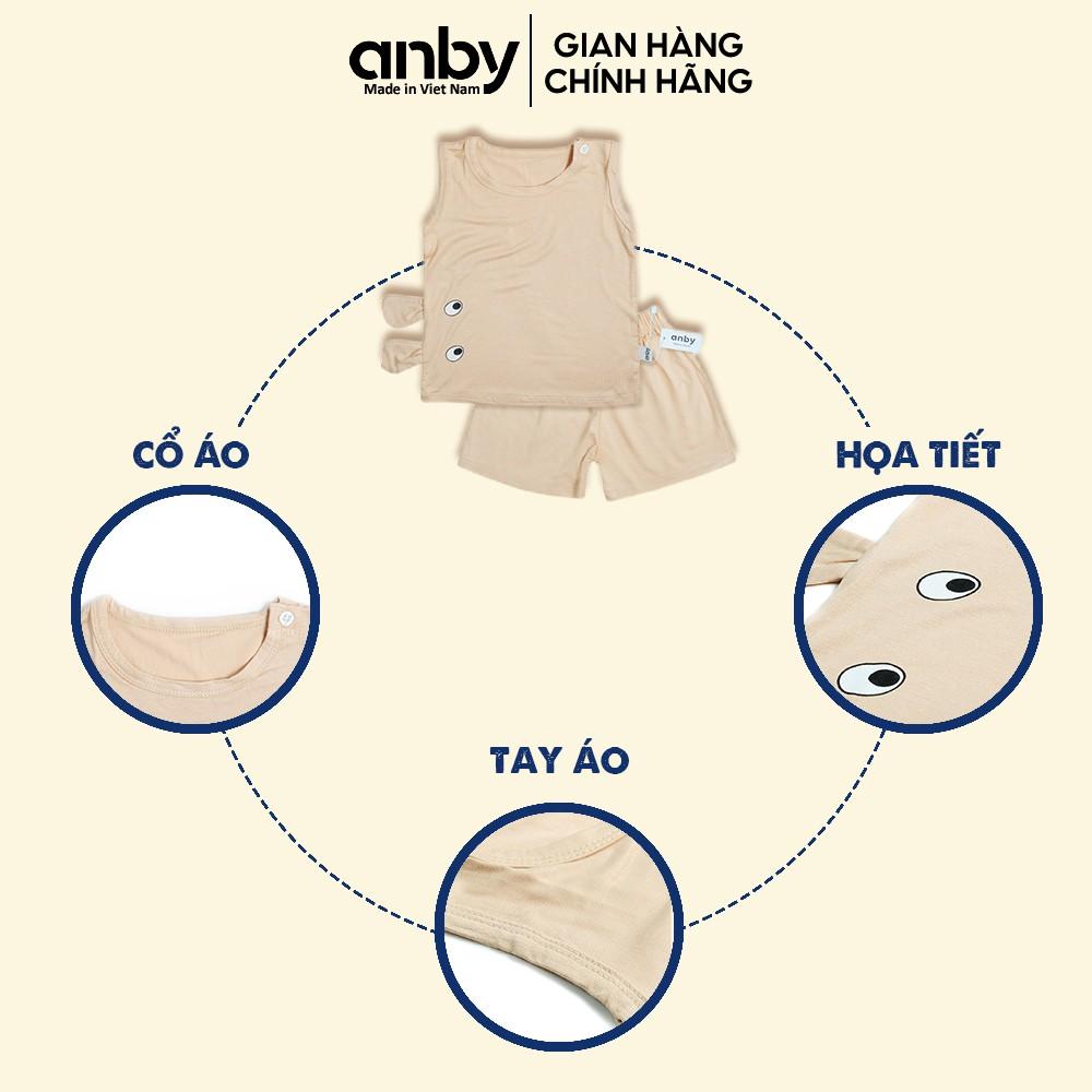 Quần áo trẻ em ANBY bộ sát nách tai thú nút vai cho bé chất vải thun lạnh thích hợp từ 0 đến 5 tuổi