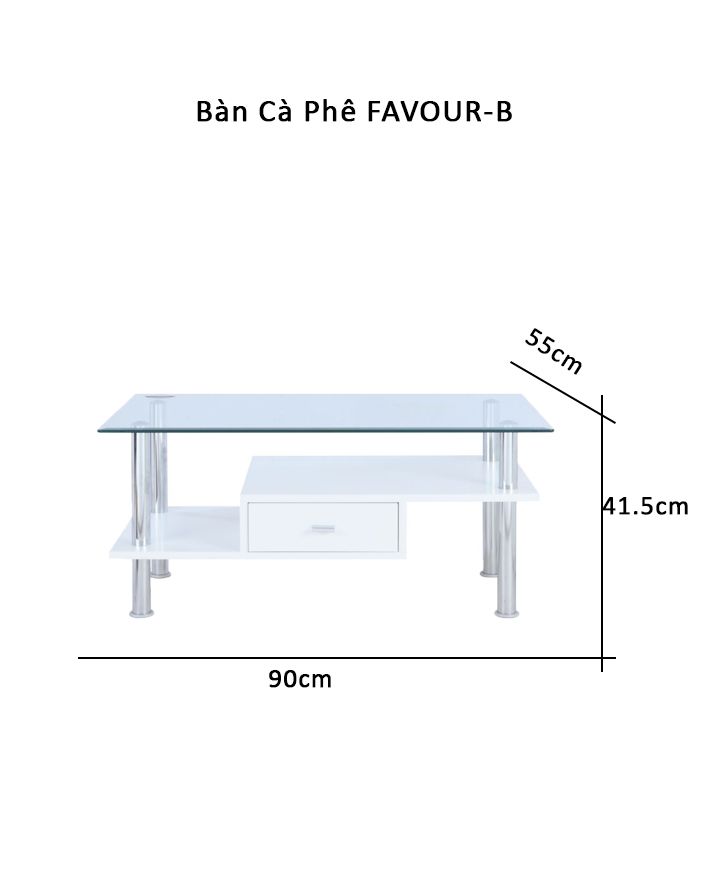 Favour-B Bàn Cà Phê Index - Màu Trong Suốt (90 x 55 x 41.5 cm)