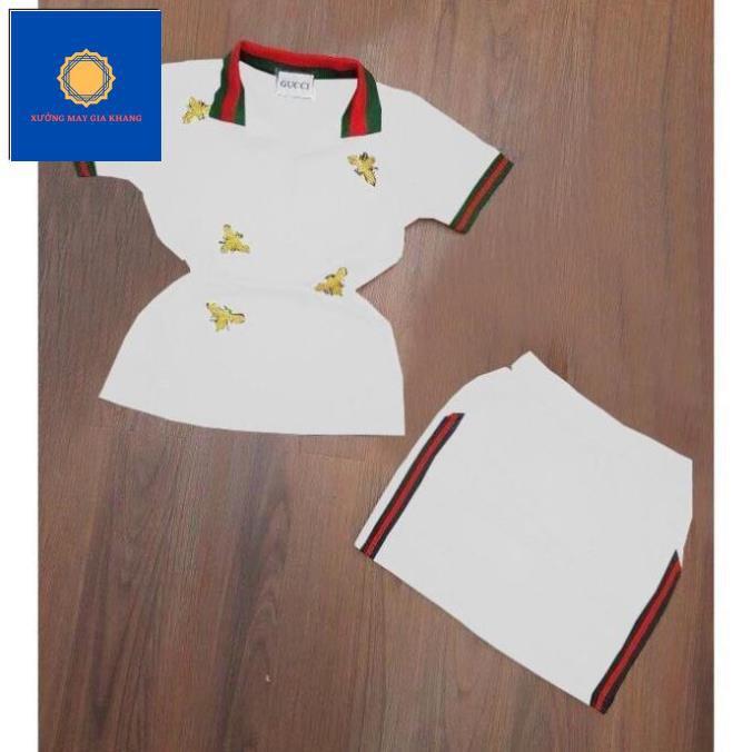 Set áo váy bé gái, thời trang, hình thêu, chất cotton thoải mái - Xưởng may - Gia Khang.