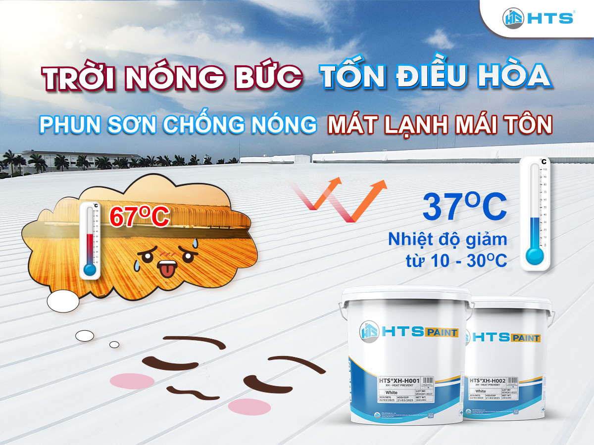 [ƯU ĐÃI SỐC] Sơn chống nóng mái tôn HTS XH-H001 thùng nhỏ 5Kg - Giảm ngay 10-30 độ C, Chống nóng tới 12 năm