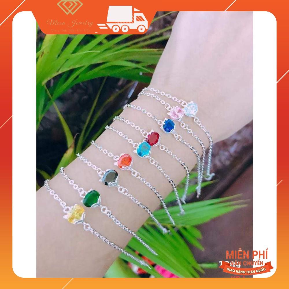 LẮC TAY HỒ LY GẮN ĐÁ NHÂN TẠO ĐỦ MÀU THEO MỆNH