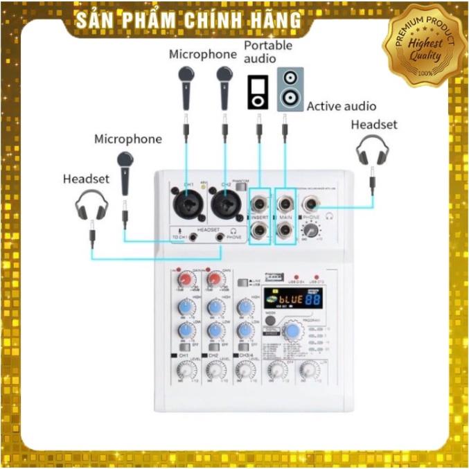 Bàn Trộn Âm Thanh Karaoke + Thu Âm Mixer E4 Bluetooth Tích Hợp 88 Hiệu Ứng