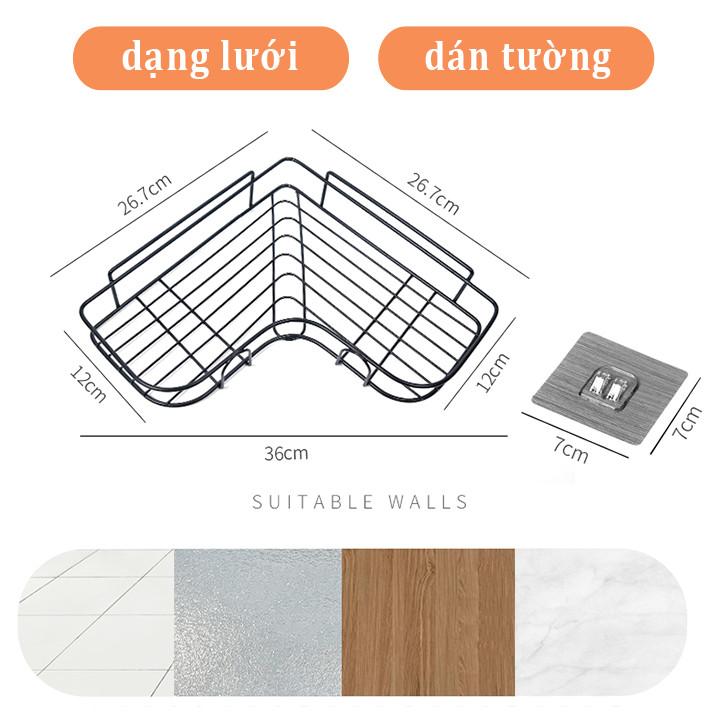 Kệ Dán Góc Tường Tam Giác Đựng Đồ Nhà Tắm, Nhà Bếp Kim Loại - Free Ship Toàn Quốc