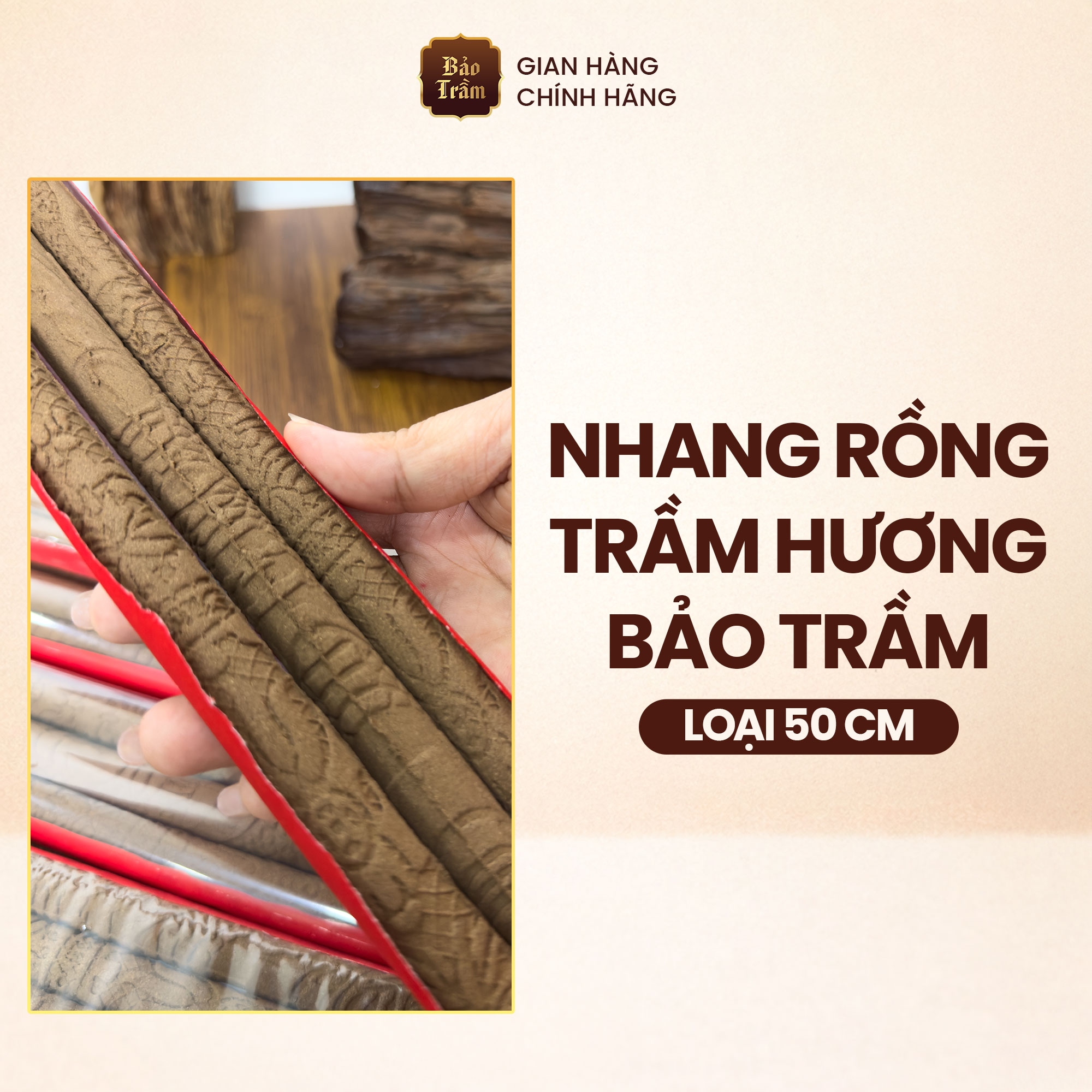 Nhang rồng trầm hương Bảo Trầm hương trang nghiêm ấm áp 50cm