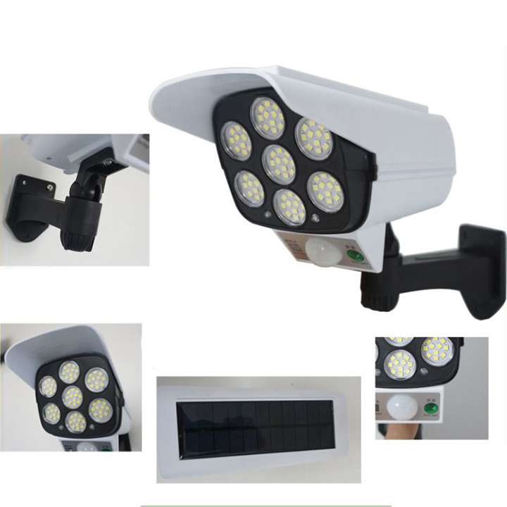 Đèn LED cảm ứng nạp năng lượng mặt trời mô hình camera theo dõi lắp ban công,cổng nhà, góc vườn