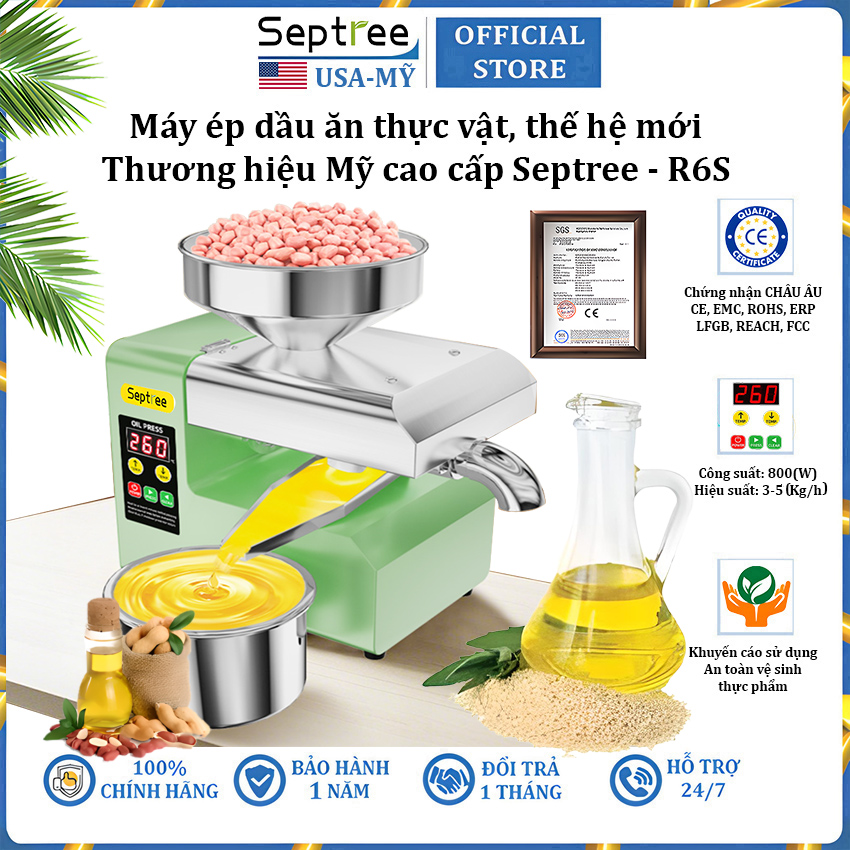 Máy ép dầu ăn thực vật, thế hệ mới thương hiệu Mỹ cao cấp Septree R6S - Hàng chính hãng
