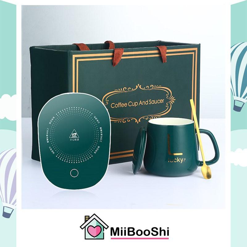 Cốc hâm nóng cà phê đồ uống đế hâm nóng cốc, cốc hâm nóng đồ uống kèm đế điện đa năng tiện lợi MiibooShi PVN17505