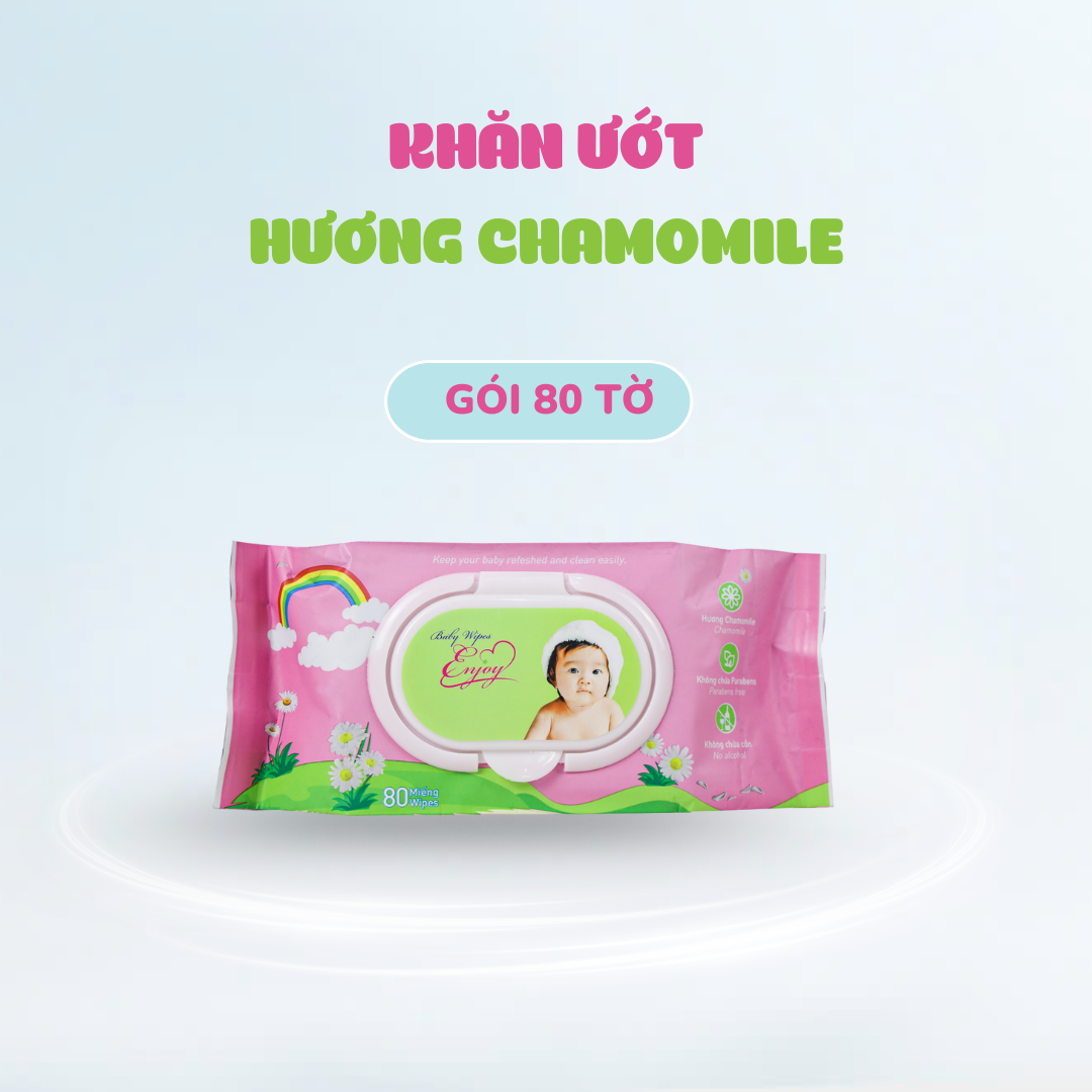 COMBO 5 Khăn ướt baby ENJOY mềm mại, dưỡng ẩm, tiện dụng, đạt chuẩn sức khỏe SGS - Gói 20/50/80 tờ