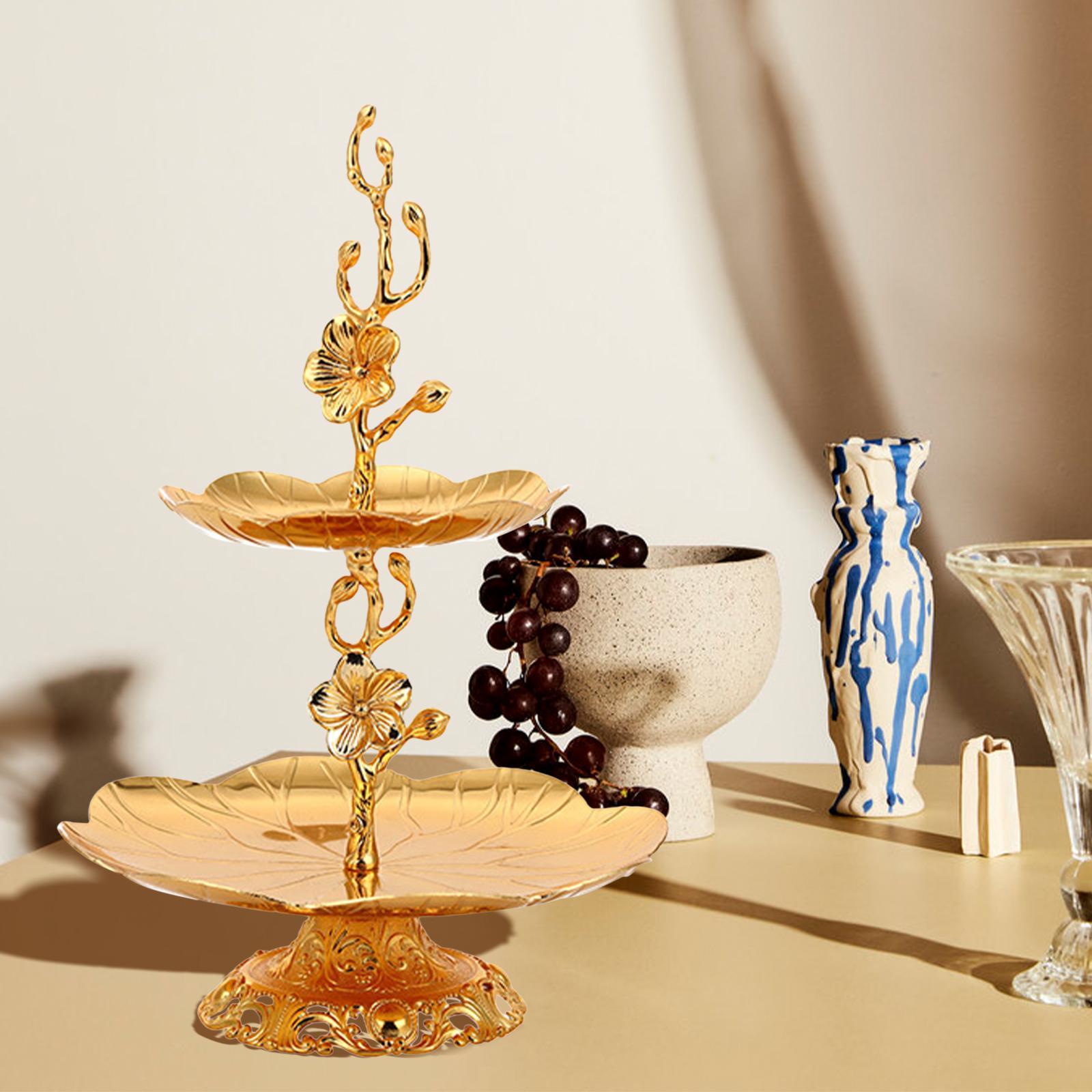 2 Tier Gold Cupcake Stand Figurine Dessert Stand for Wedding Christmas