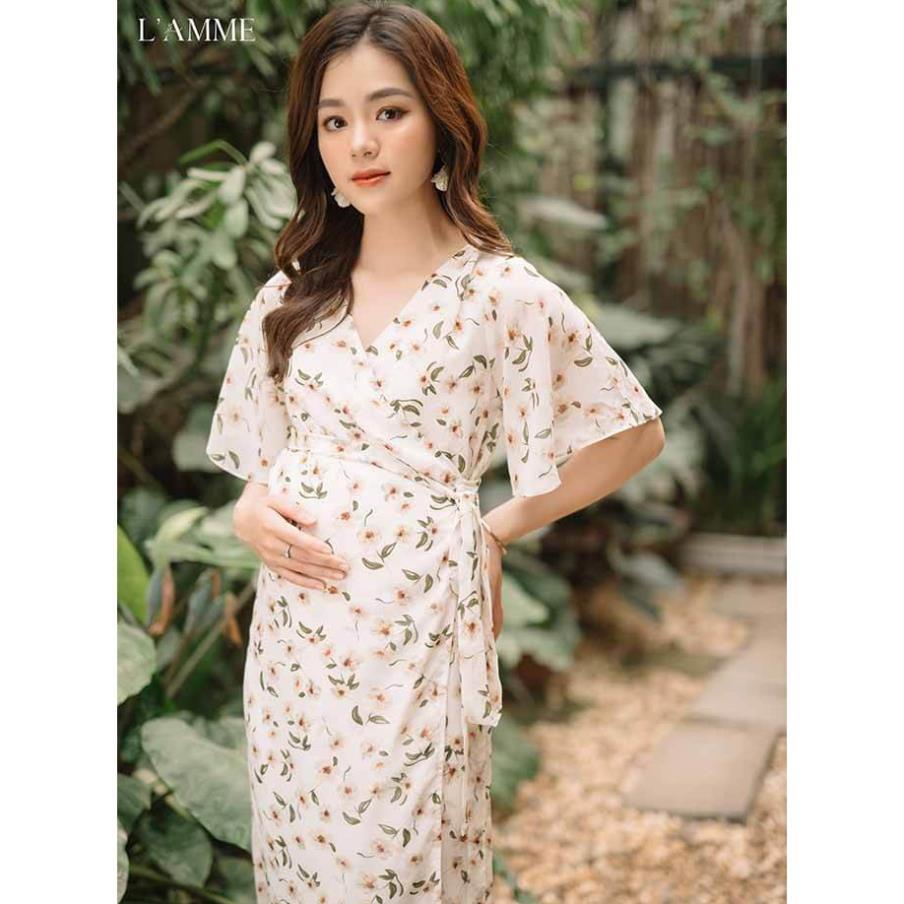 Váy bầu đẹp Jasmine Dress vải voan mềm mại đi du lịch, đi chơi thiết kế bởi LAMME