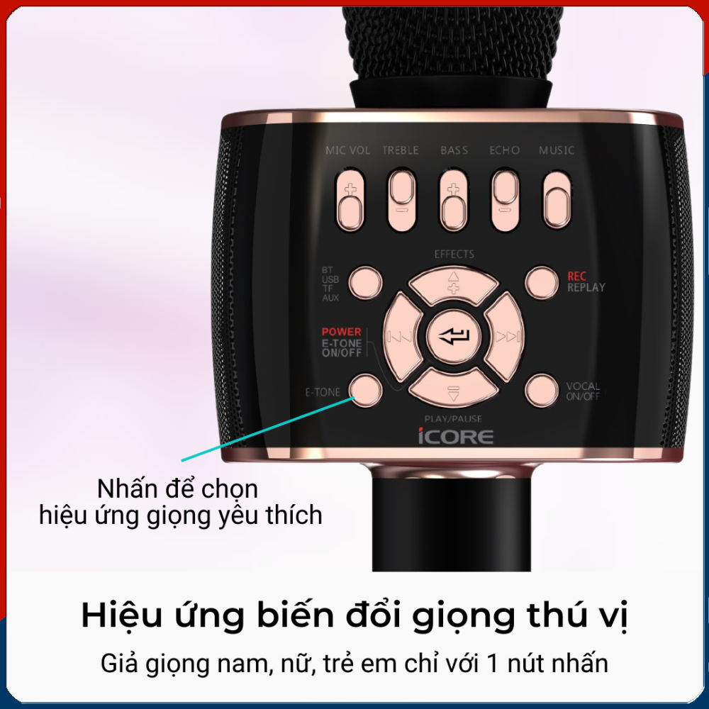 Micro Karaoke kèm loa bluetooth iCore M99-PRO - Hàng chính hãng