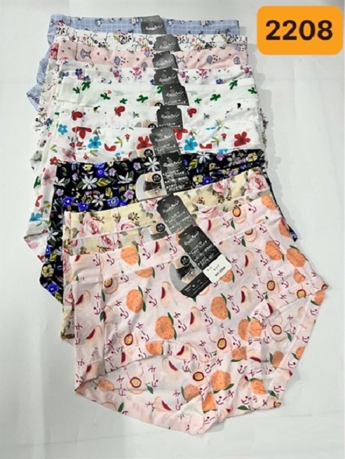 Quần Lót Nữ Thun Lạnh Họa Tiết Lưng Cao 2208 – Mát Lạnh, Co Giãn, Phong Cách Trẻ Trung