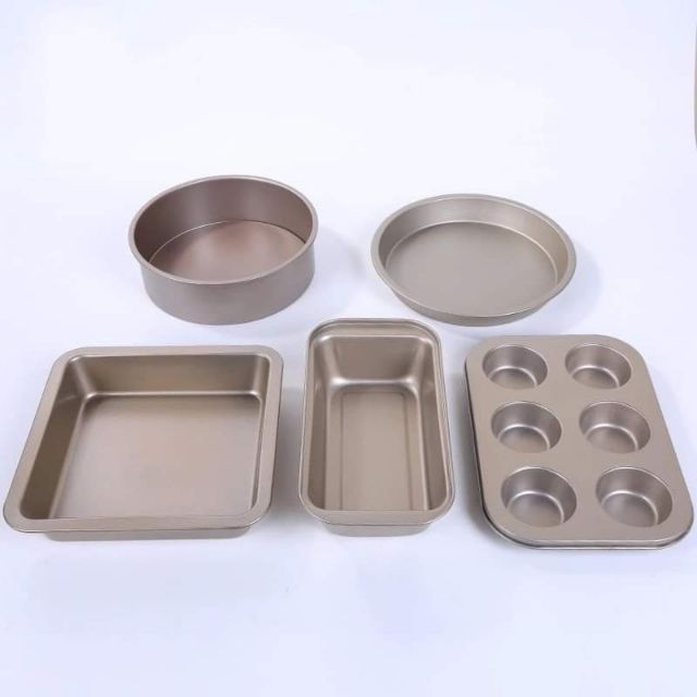 Set 5 Khuôn Làm Bánh Cao Cấp Màu Gold Đen Chống Dính
