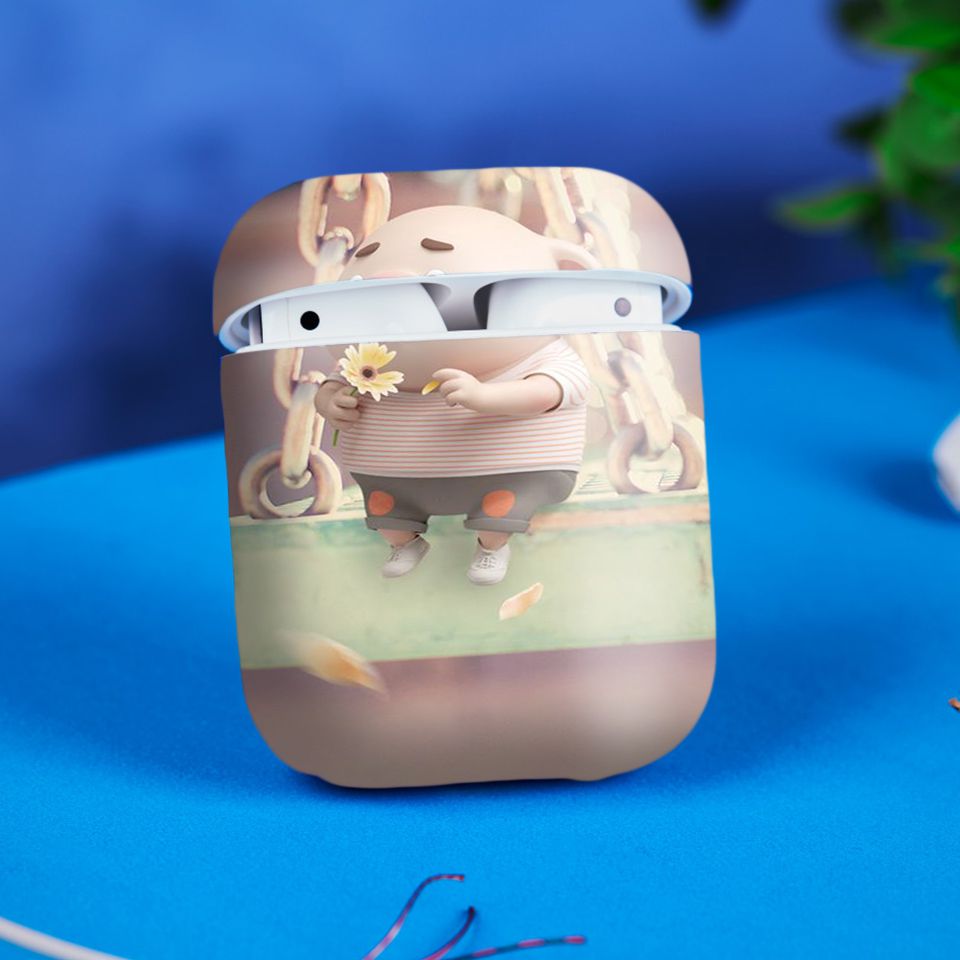 Miếng dán skin chống bẩn cho tai nghe AirPods in hình Heo con dễ thương - HEO2k19 - 100 (bản không dây 1 và 2)