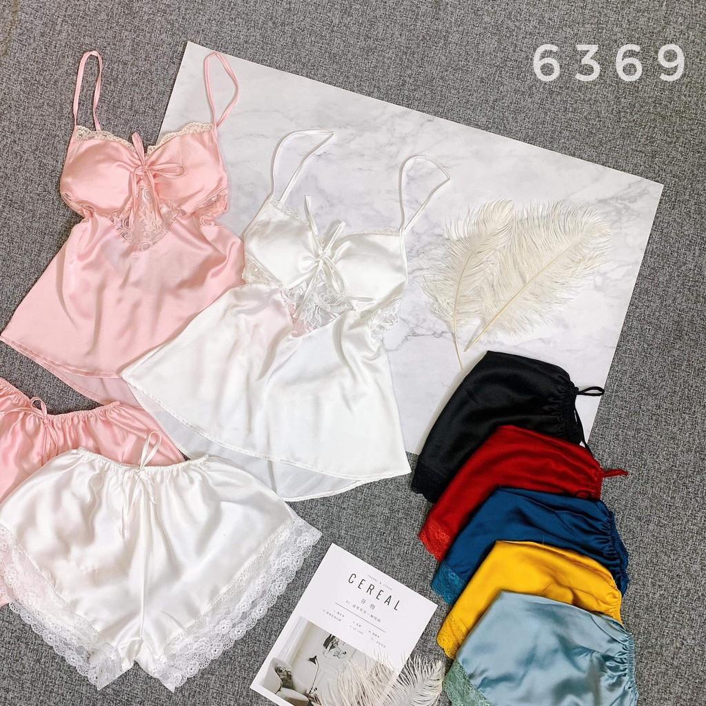 Đồ ngủ sexy - Đồ ngủ sexy phối ren, đồ ngủ 2 dây cao cấp chất lụa mịn Freesize dưới 60kg