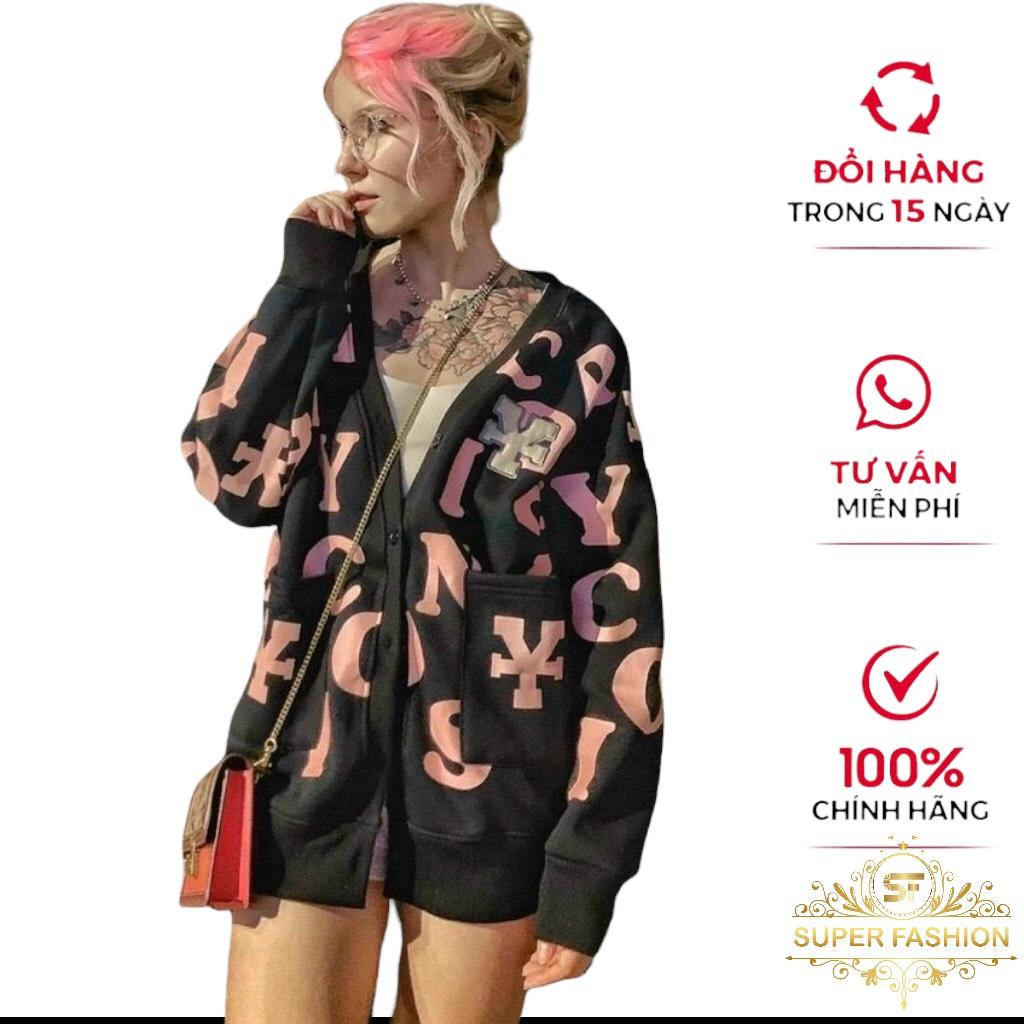 Áo khoác cardigan nam nữ phối hoạ tiết chữ siêu hot thời trang FASHION