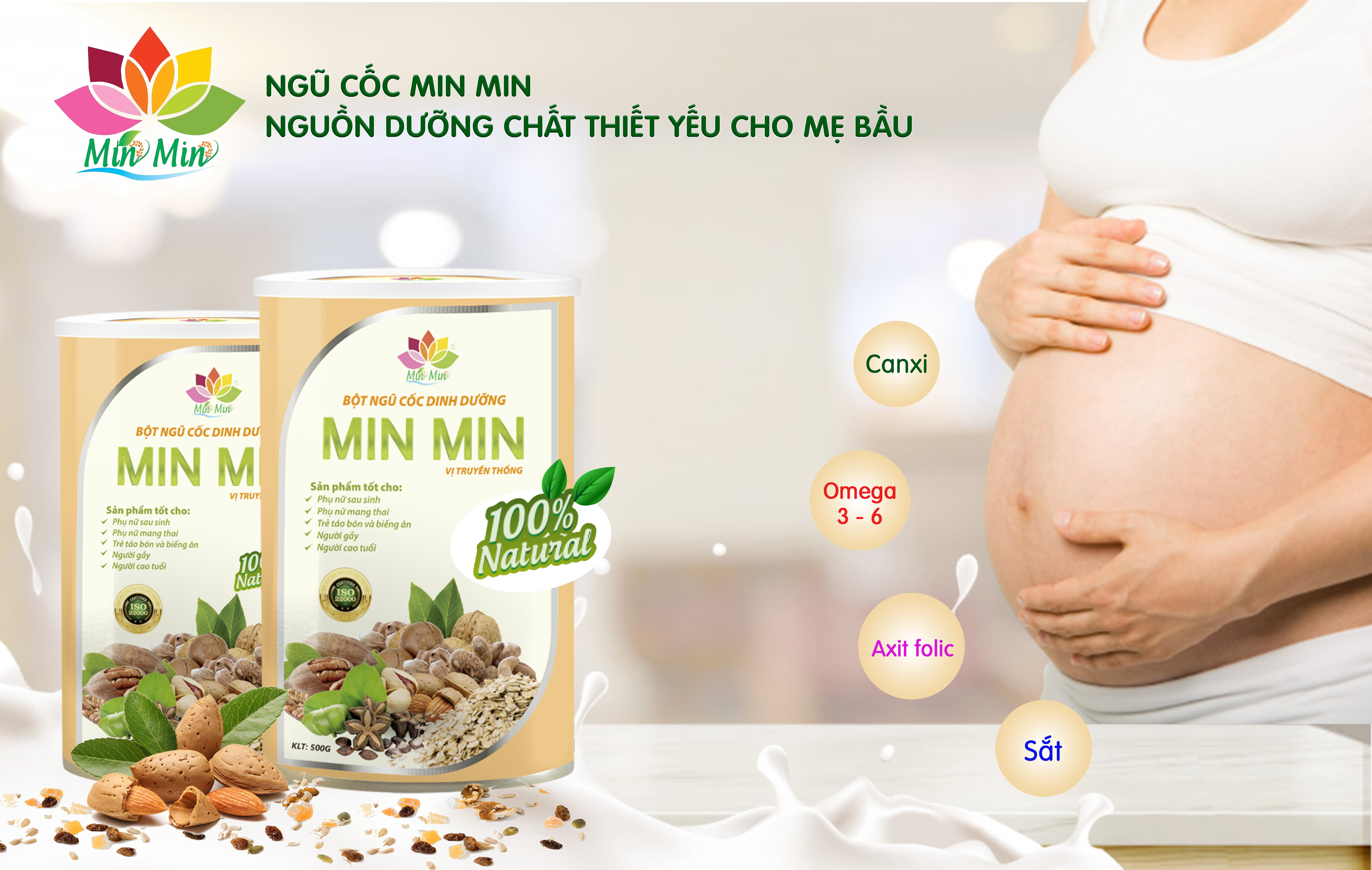 2 Hộp Ngũ Cốc Mẹ Bầu Và Lợi Sữa Min Min 500G Mẫu Mới 29 Loại Hạt Cao Cấp - Ngũ Cốc Dinh Dưỡng