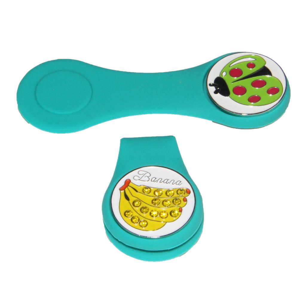 2x Golf Ball Marker Silicone  Hat Clips with Detachable Pattern