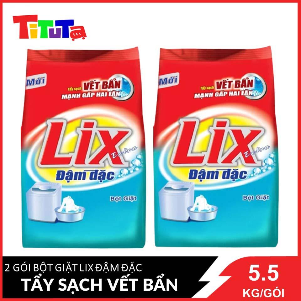COMBO 2 gói Bột giặt LIX Đậm đặc Hương nước hoa (Đỏ) tẩy sạch vết bẩn cực mạnh gấp 2 lần 6KGX2