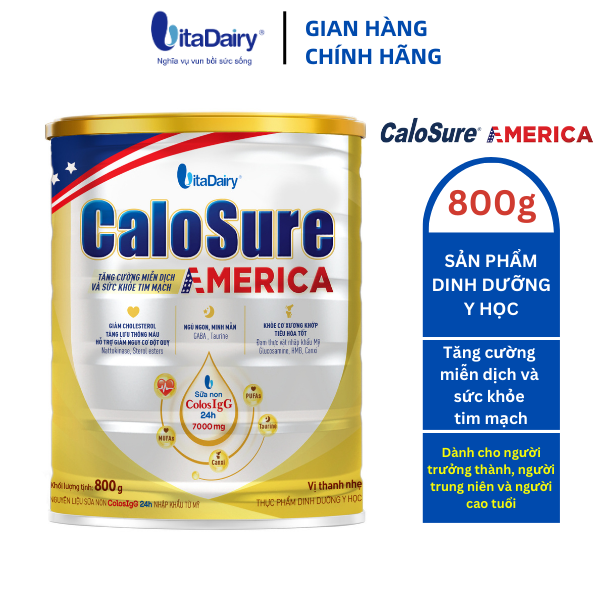 Sữa bột hỗ trợ tim mạch, phòng chống đột quỵ CaloSure America vị thanh nhẹ 800g - VitaDairy