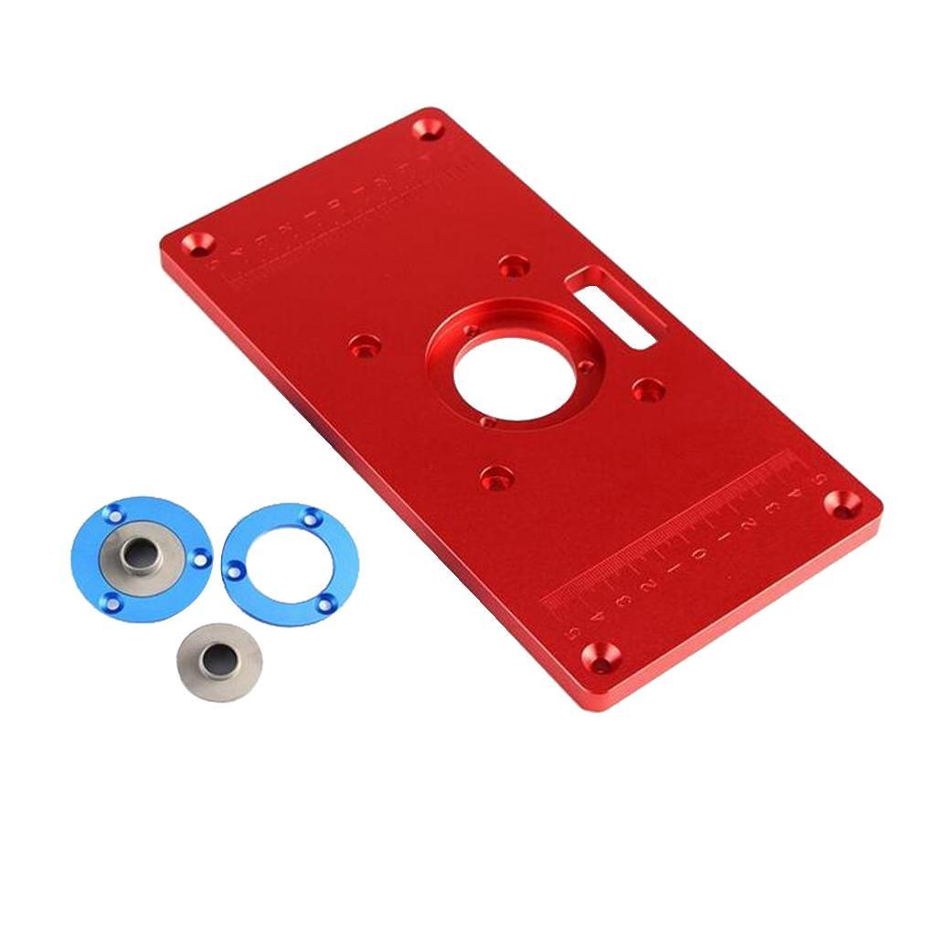 Alloy Router Table Insert Plate with 2 Router Insert Rings 235x120x10mm Red