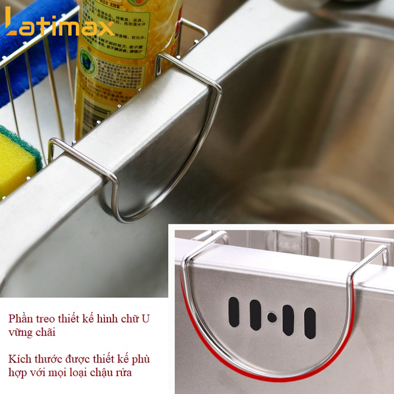 Kệ Để Đồ Rửa Chén Gắn Thành Bồn Chậu Rửa Chén KRC5 Inox 304 - Giá để giẻ rửa bát Tiện dụng, Chống Nước Chống Gỉ Sét Cao Cấp