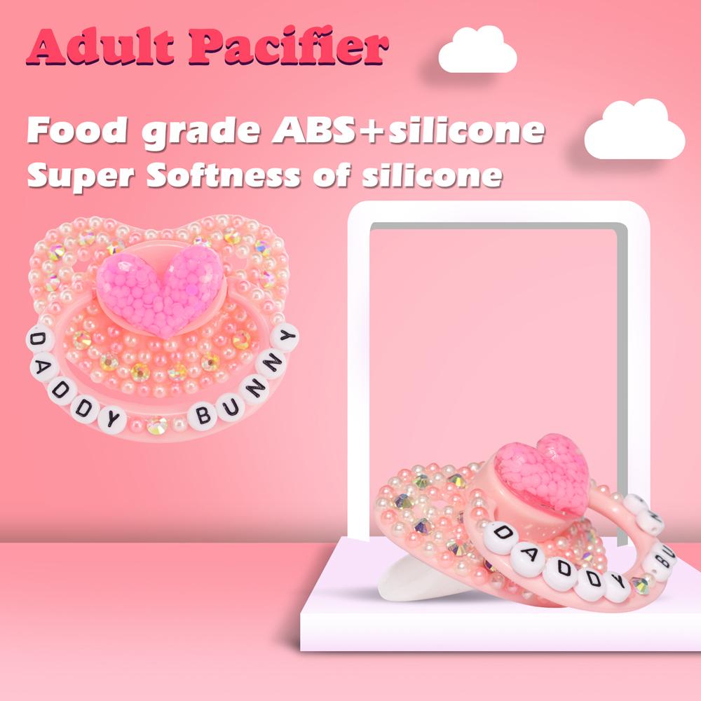 ABDL Trưởng Thành Bbay Kích Thước Núm Vú Giả 100% Handmake Trưởng Thành Cho Em Bé Lắc Hoa Văn Dễ Thương DDLG Núm Vú Giả Bố Giả Dom Tã