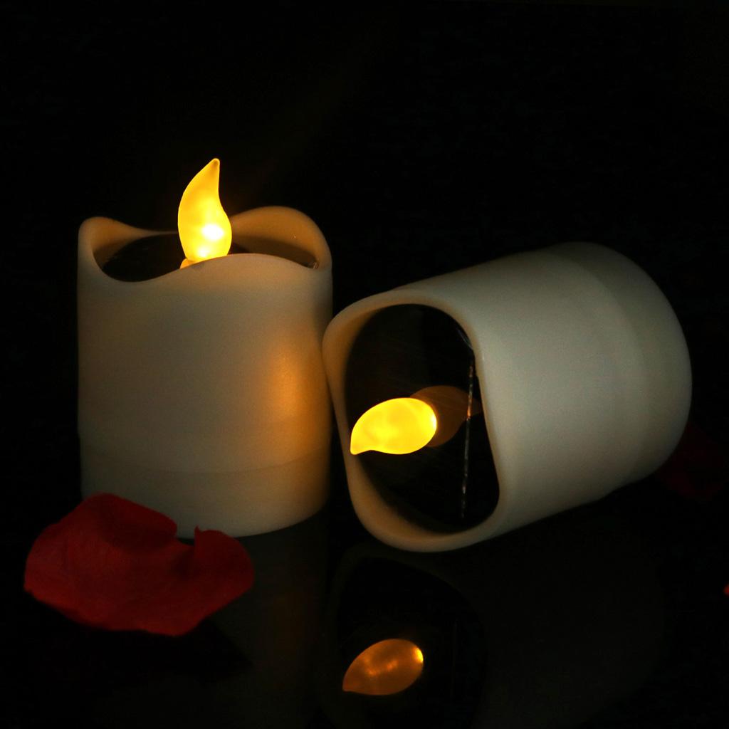 6x Solar Powered Electric LED Candles Flickering Flameless Tea Light for Party Dinner Decor Yellow