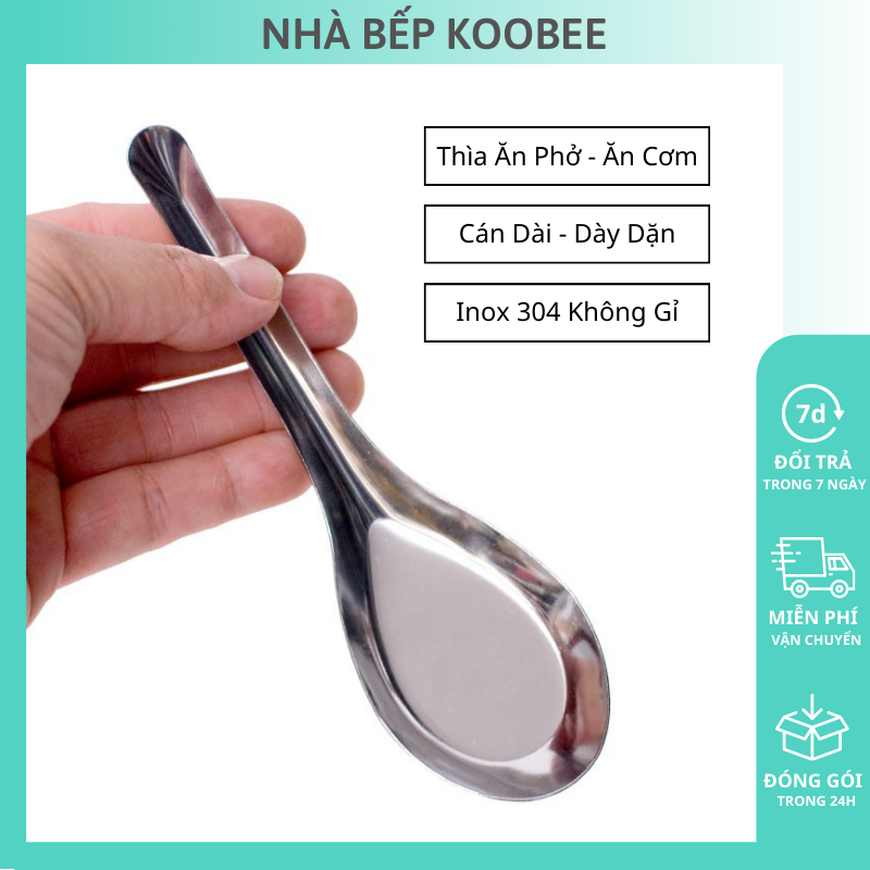 Combo 5 thìa Inox cao cấp KooBee - Muỗng thìa ăn cơm ăn phở cao cấp không gỉ sáng bóng NB18