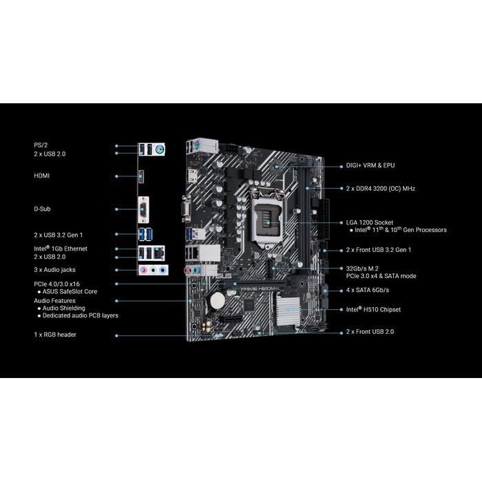 Main Asus H510M K R2.0 - Hàng chính hãng Viết Sơn phân phối
