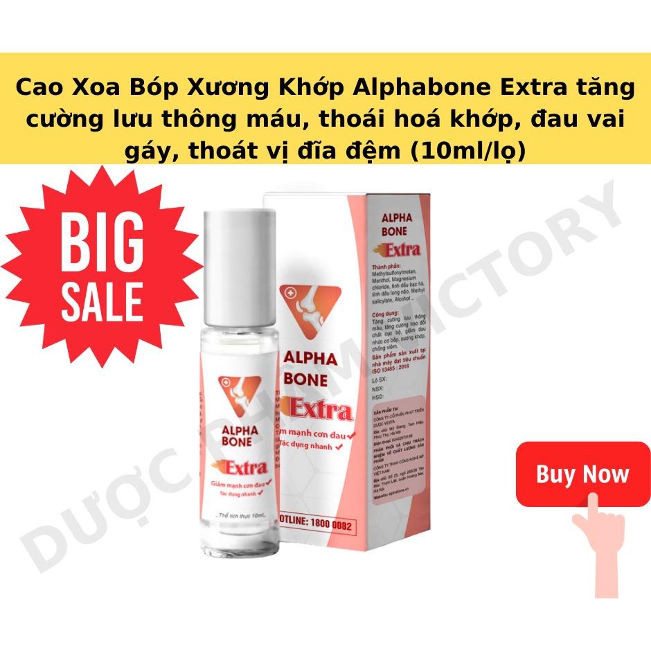 Dầu xoa bóp xương khớp Alphabone Extra tăng cường lưu thông máu, dầu lăn massage cổ vai gáy, thoát vị đĩa đệm (10ml/lọ)