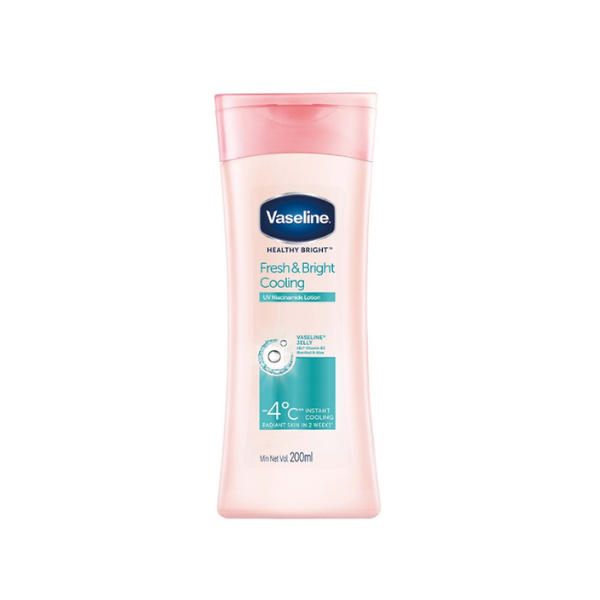 Sữa Dưỡng Thể 200Ml Vaseline Dưỡng Ẩm Sáng Da Fresh & Bright 10X Niacinamide Giúp Da Sáng Khỏe Mịn Căng Tinh Chất Menthol Mát Lạnh Như Tuyết Tan Trên Da