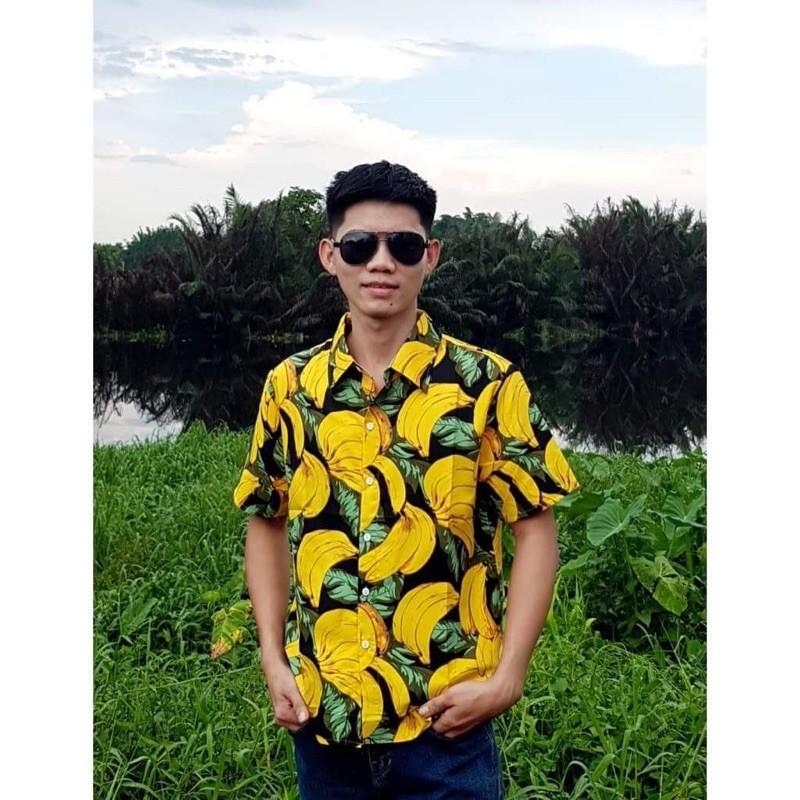 Áo sơ mi hoa quả chất lanh CON855