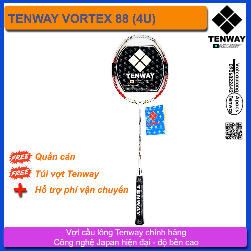 Vợt cầu lông Tenway Vortex 88 (4U) | Thân đũa linh hoạt, đập cầu xé gió, kiểm soát cầu tốt