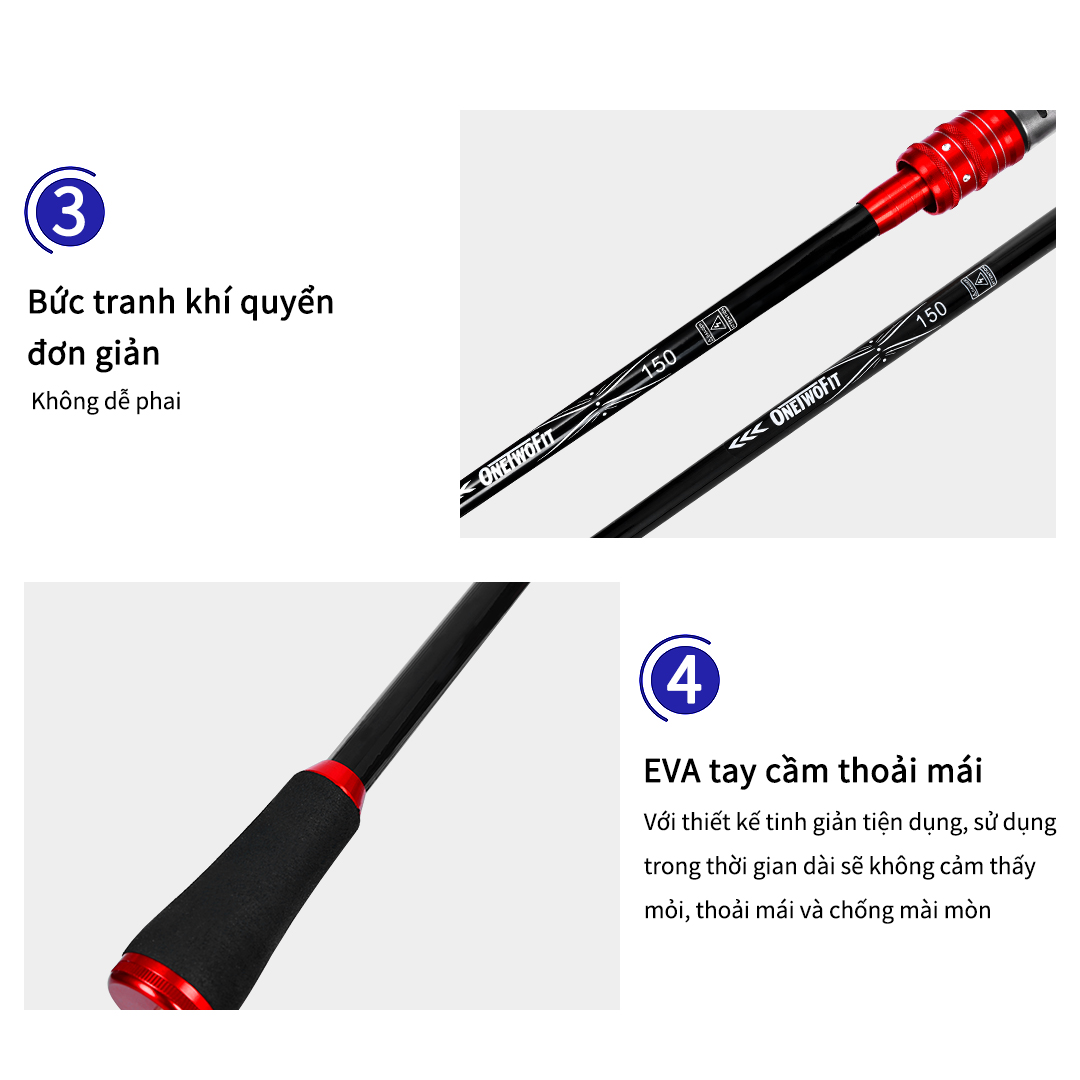 OneTwoFit  Cần câu1,8m Cần câu xoay bằng sợi thủy tinh Đáy câu có thể được lưu trữ fishing rod OT042701