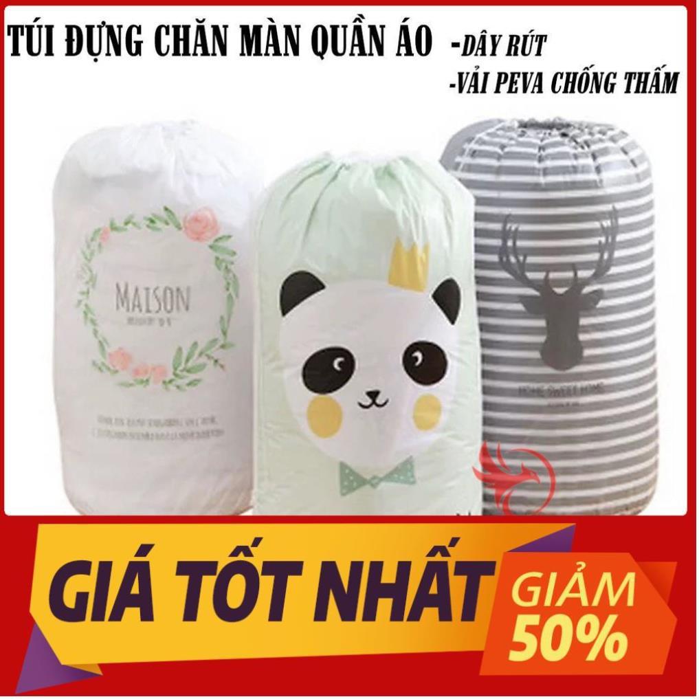 Túi vải đựng đồ chăn màn quần áo ga gối đa năng dây rút tiện lợi cute hình trụ tròn cỡ lớn size siêu to