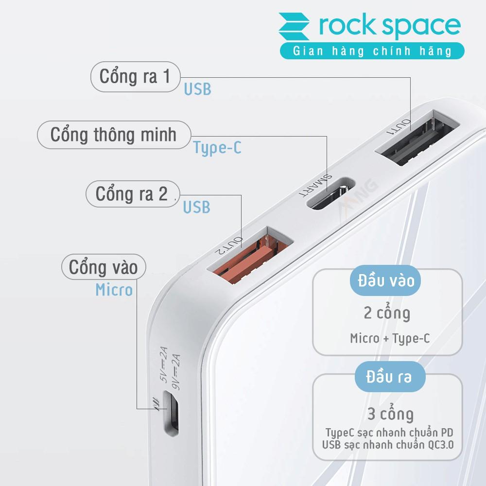 Pin sạc dự phòng không dây Rockspace P62PD dung lượng thực 10.000 mAh, chuẩn PD sạc nhanh cho iPhone, samsung - Hàng chính hãng