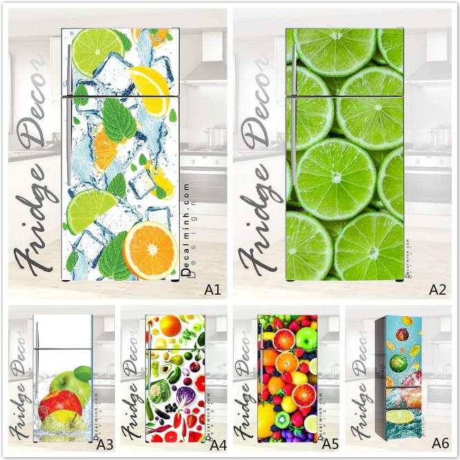 Decal 3D dán Cửa Tủ Lạnh chống thấm cao cấp mẫu trái cây