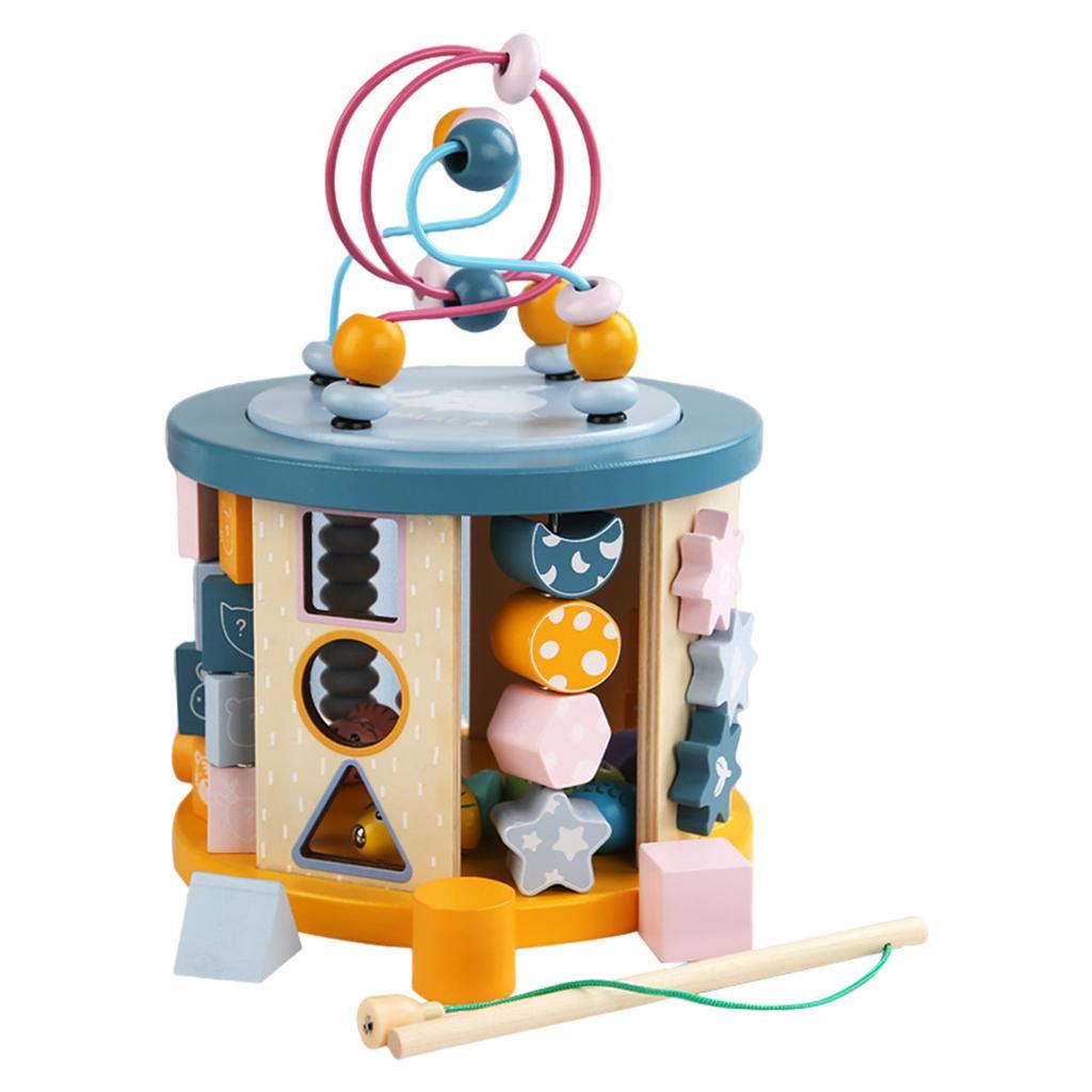 Wooden Bead Maze Shape Sorter Zipper Learning Activity Blocks for