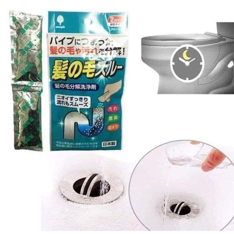 Set 2 gói bột làm tiêu tóc, vệ sinh đường ống Nhật Bản