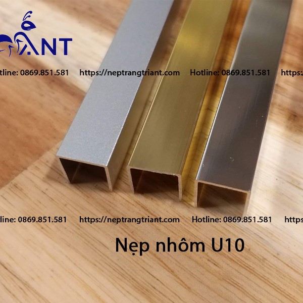 Nẹp nhôm U10 hàng dày 1li, nẹp nhôm chữ U, nẹp u