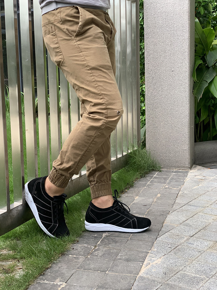Giày Cao Nam Siêu Nhẹ T&TRA Tăng Cao 8Cm- T19 Đen Lộn - Chất Liệu Da Bò Cao Cấp,Đế và Lót Tăng Cao Chất Liệu EVA Siêu Nhẹ, Trọng Lượng Nhẹ Hơn 30% So Với Đế Cao Su - 39