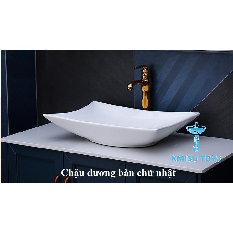 Chậu lavabo, Chậu rửa mặt dương bàn chữ nhật vát. Kmisu thiết bị vệ sinh