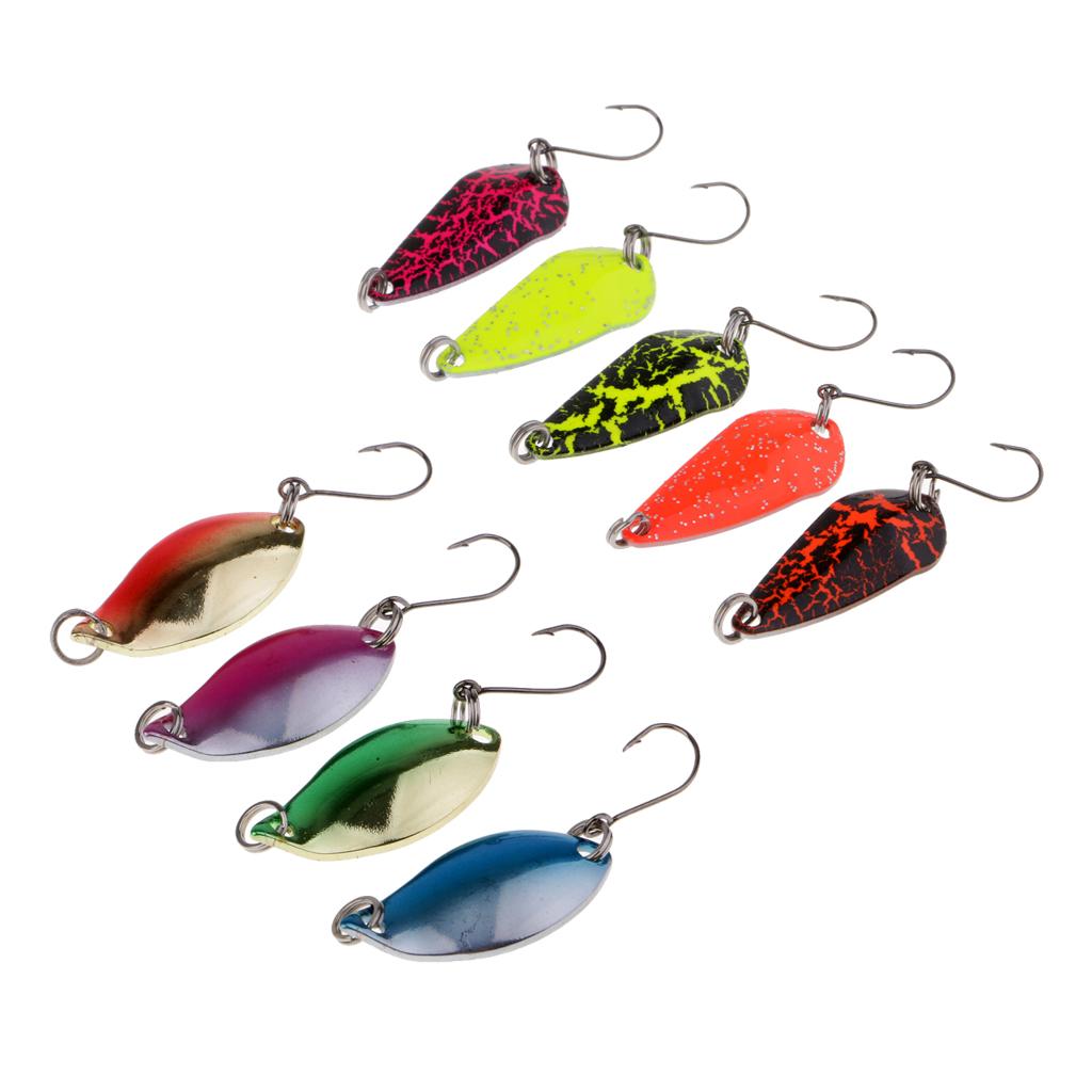 9pcs Metal Spinner Spoon Life-like Hard Baits Fishing Lure Multi Color Hooks
