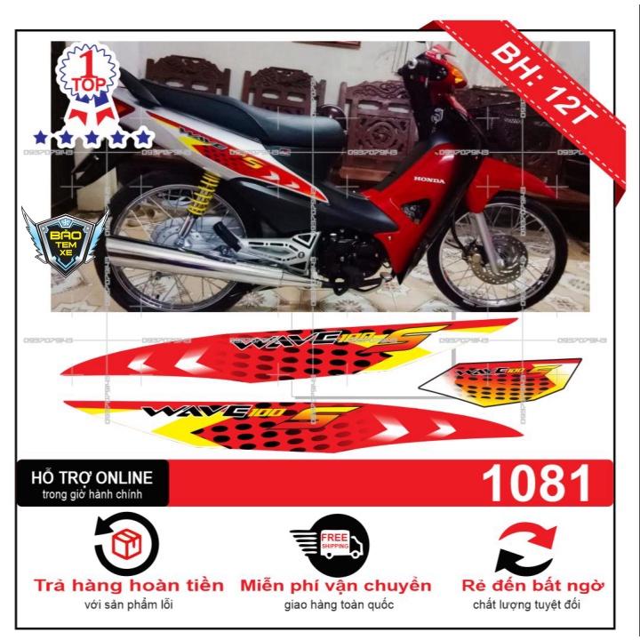 Tem rời dán xe wave S 2016 bạc đỏ đen - Bi Decal