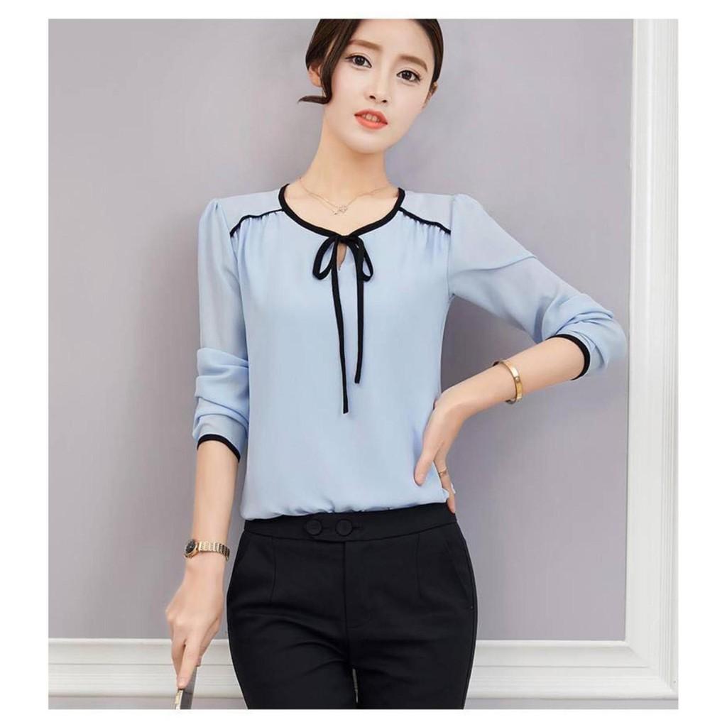 Áo công sở tay lỡ viền tay vai nhún hồng pate